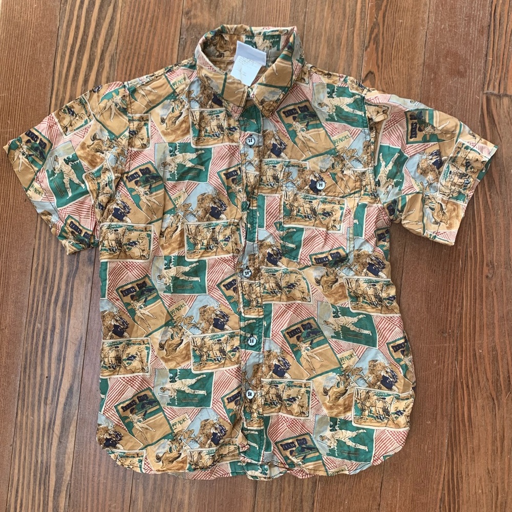 Boys 100% silk Baseball button up